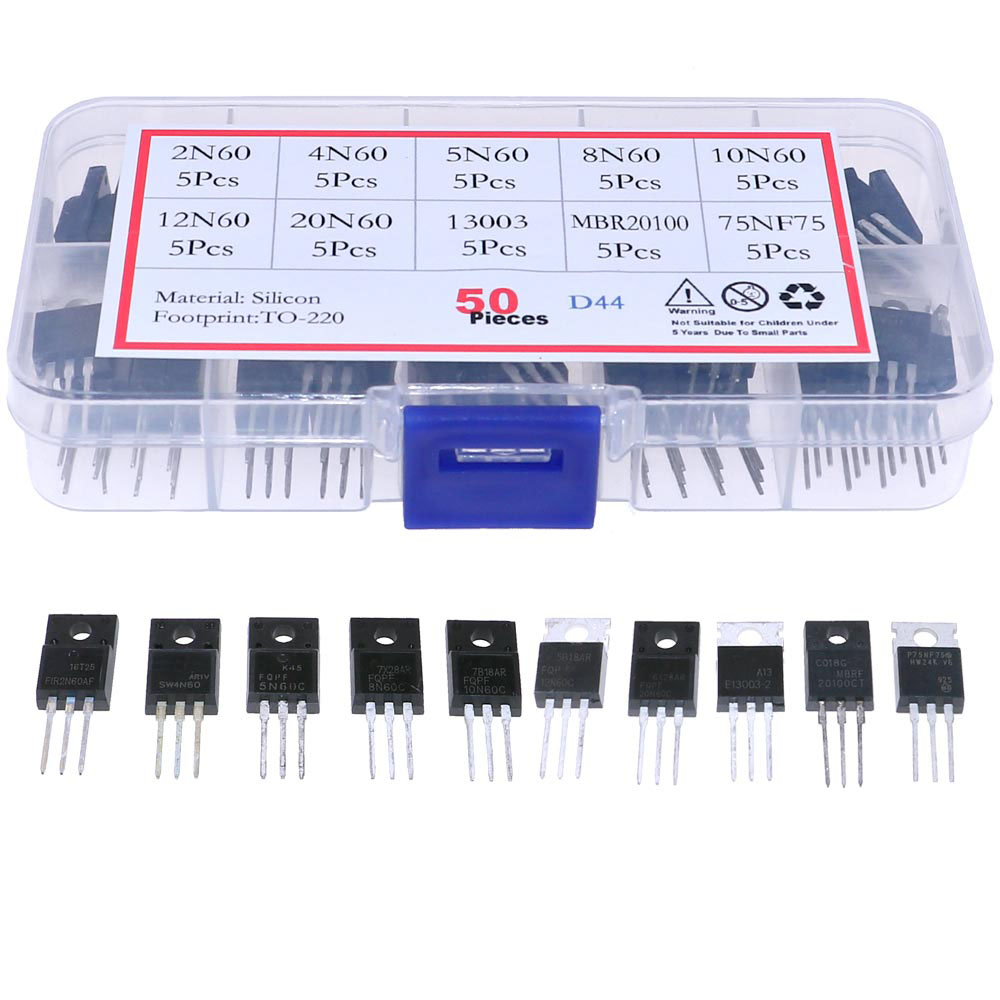 Mosfet Transistor Set - 50Pcs 10Types TO-220 Field-Effect Transistor Mosfet