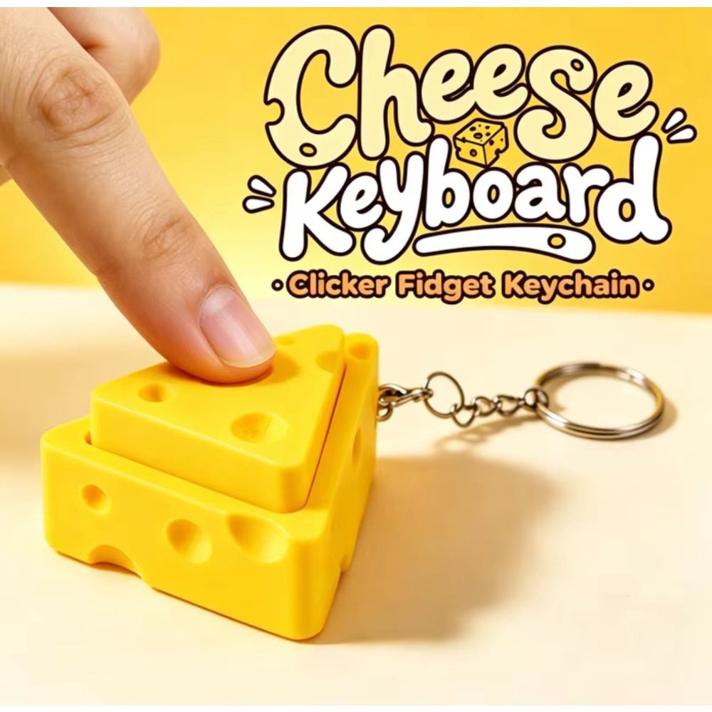New Cheese Fidget Keychain Toy - Push Button Tactile ulasan dan harga