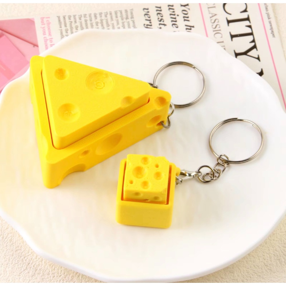 New Cheese Fidget Keychain Toy - Push Button Tactile ulasan dan harga