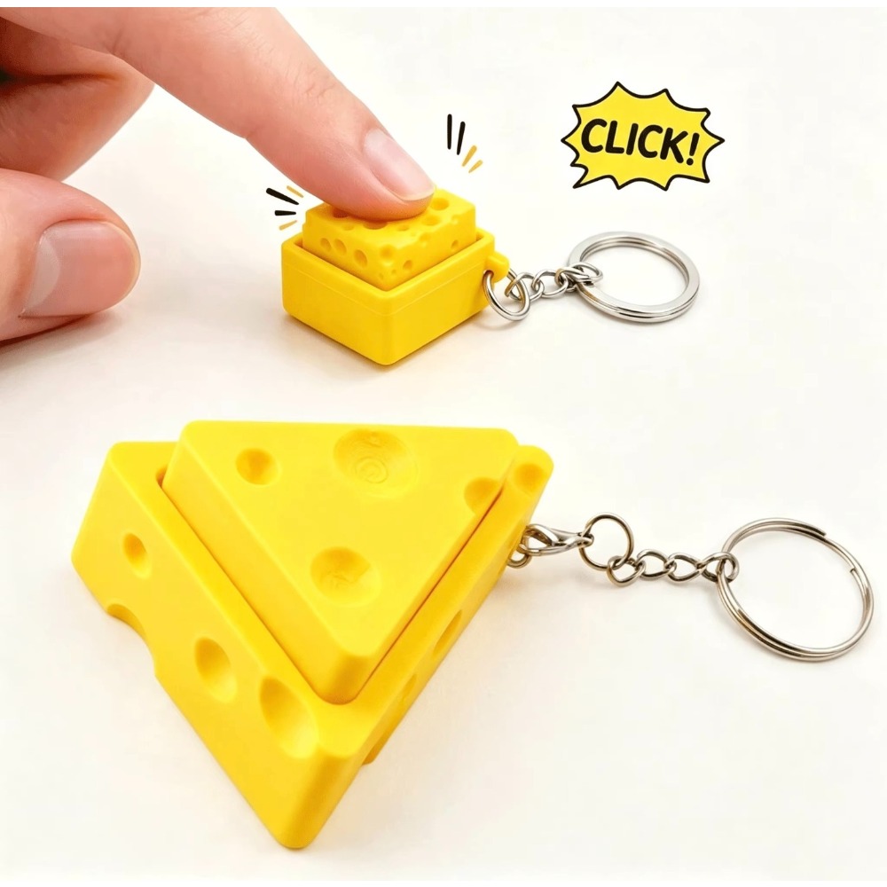 New Cheese Fidget Keychain Toy - Push Button Tactile ulasan dan harga
