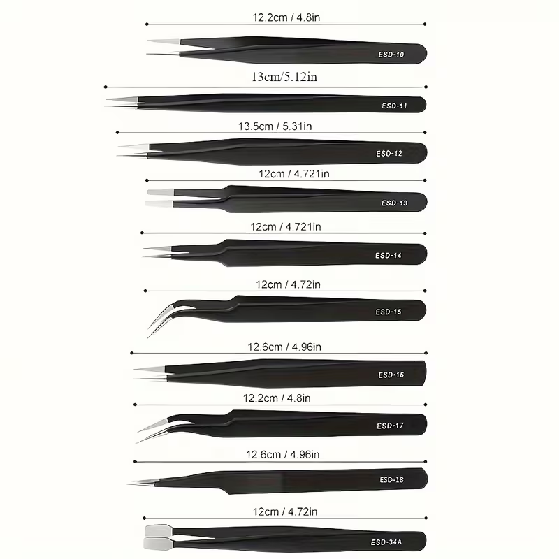10Pcs ESD Anti‑Static Tweezers - Diy Electronics Components Kit ulasan dan harga
