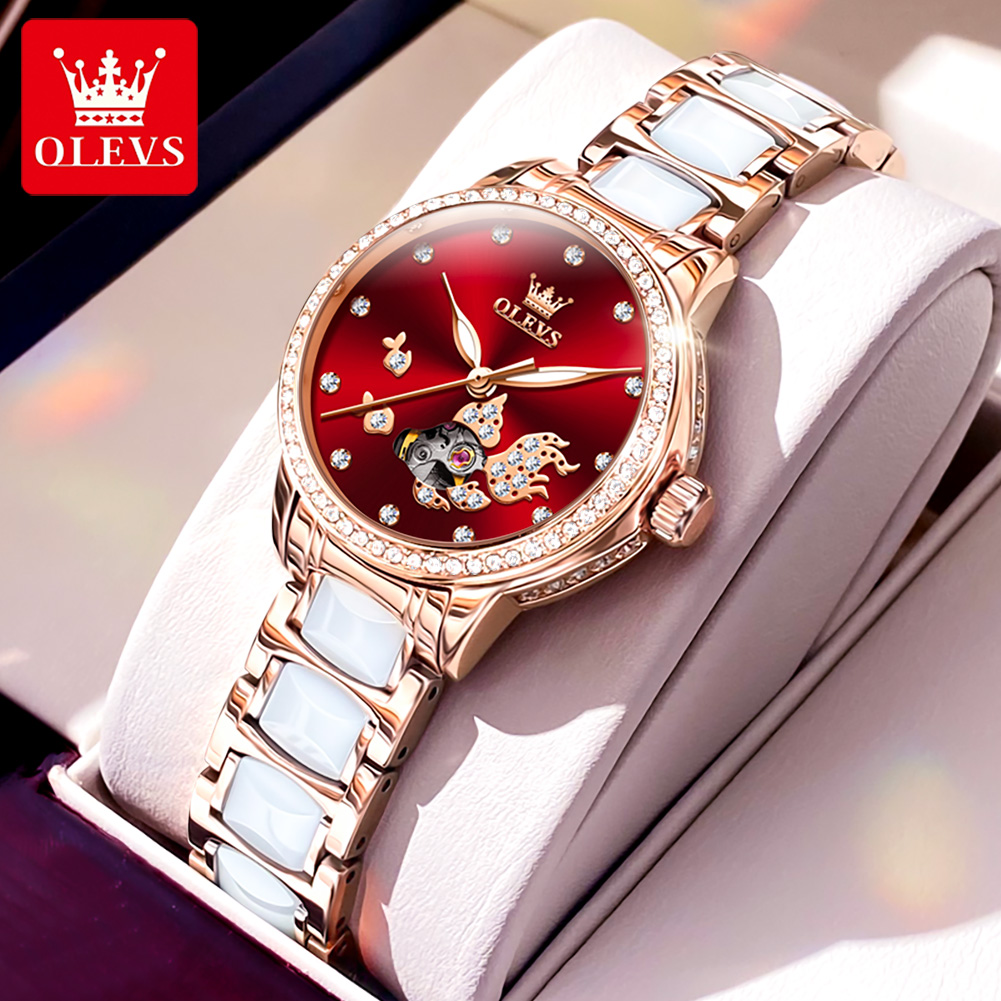 Koi Fish Dial Design OLEVS Cer - Push Button Tactile ulasan dan harga